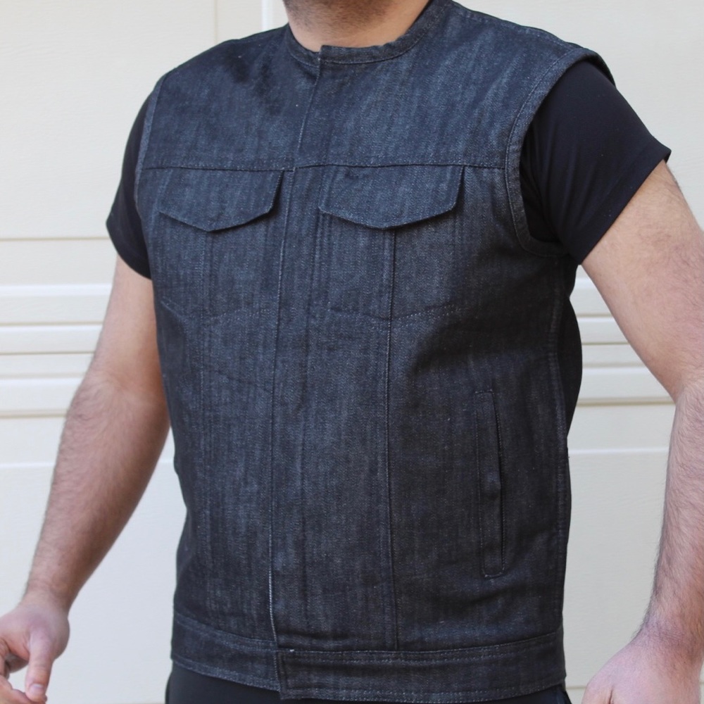 Men’s Motorcycle Denim Concealed Carry Vest
